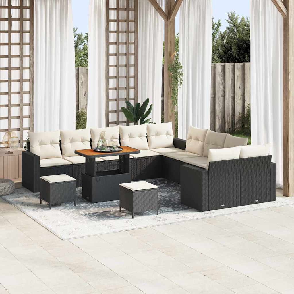 Gartensofa-set 17 stk. 10-Sitzanzahl Schwarz und Creme