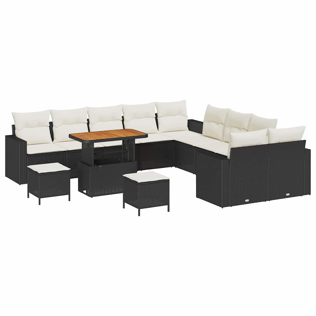 Gartensofa-set 17 stk. 10-Sitzanzahl Schwarz und Creme