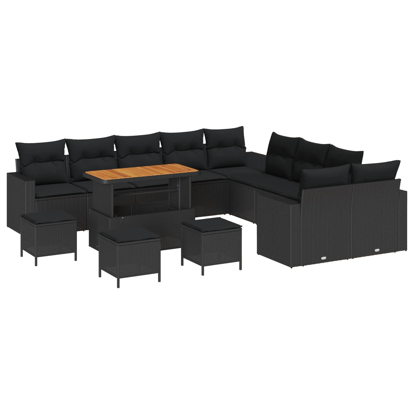 Gartensofa-set 18 stk. 11-Sitzanzahl Schwarz Poly-Rattan