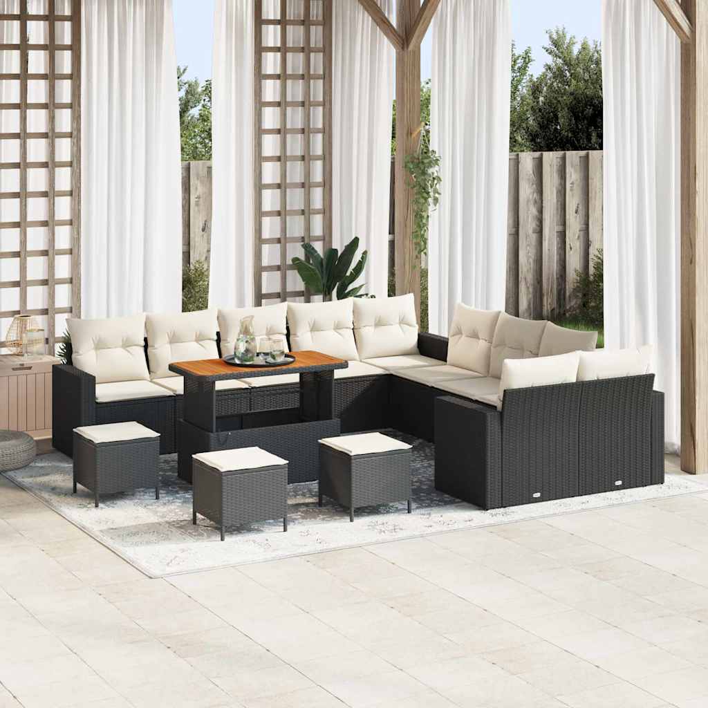 Gartensofa-set 18 stk. 11-Sitzanzahl Schwarz und Creme