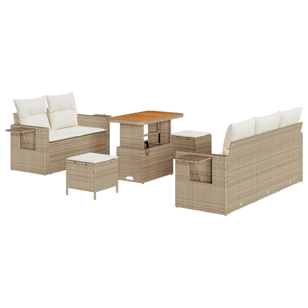 Gartensofa-set 10 stk. Beige und Creme Poly-Rattan