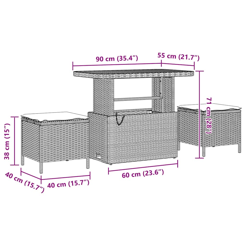 Gartensofa-set 10 stk. Beige und Creme Poly-Rattan