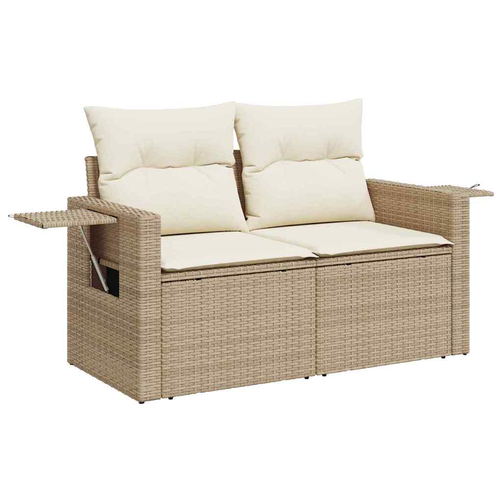 Gartensofa-set mit Kissen 11 pcs Beige und Creme Poly-Rattan