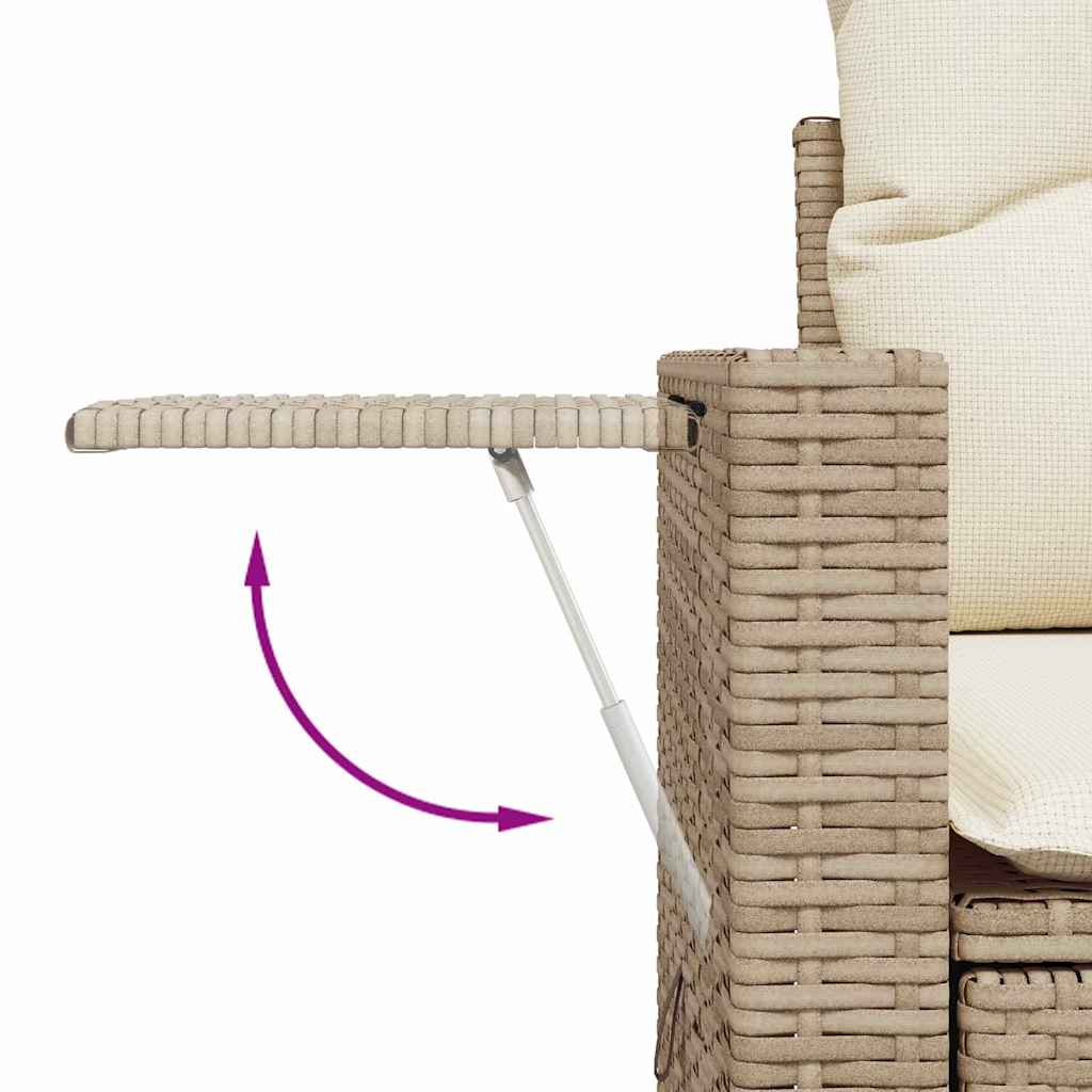 Gartensofa-set mit Kissen 11 pcs Beige und Creme Poly-Rattan