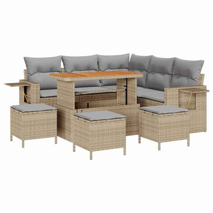 Gartensofa-set 10 Stk. 7-Sitzanzahl Beige und Hellgrau