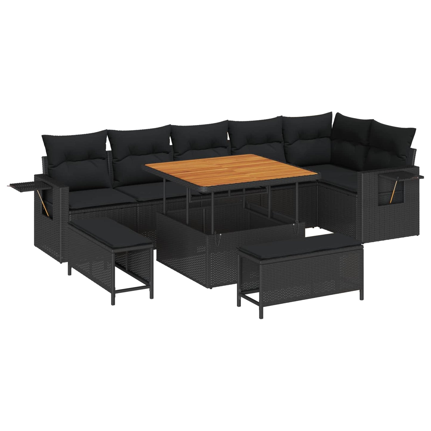 Gartensofa-set 11 stk. Schwarz Poly-Rattan