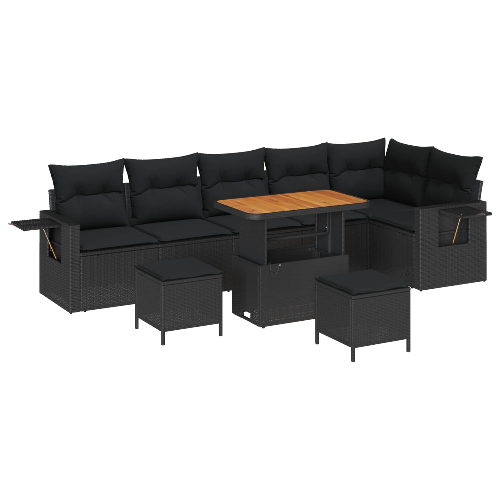 Gartensofa-set mit Kissen 11 pcs Schwarz Poly-Rattan