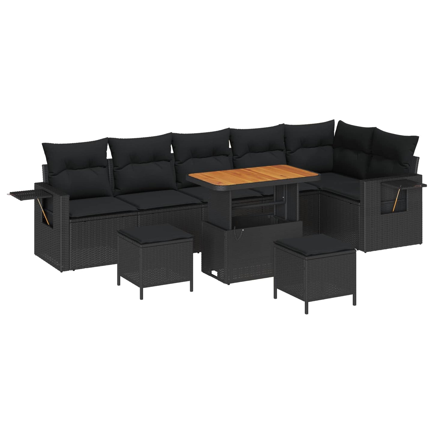 Gartensofa-set 11 stk. Schwarz Poly-Rattan