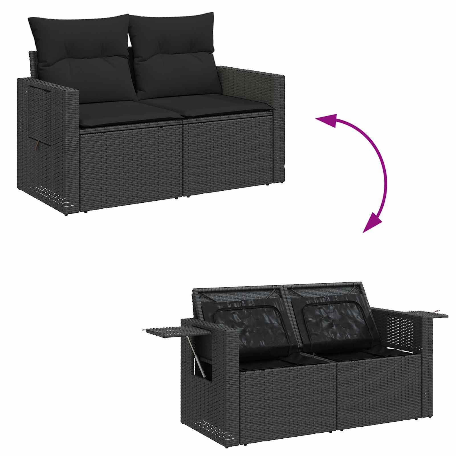 Gartensofa-set 11 stk. Schwarz Poly-Rattan