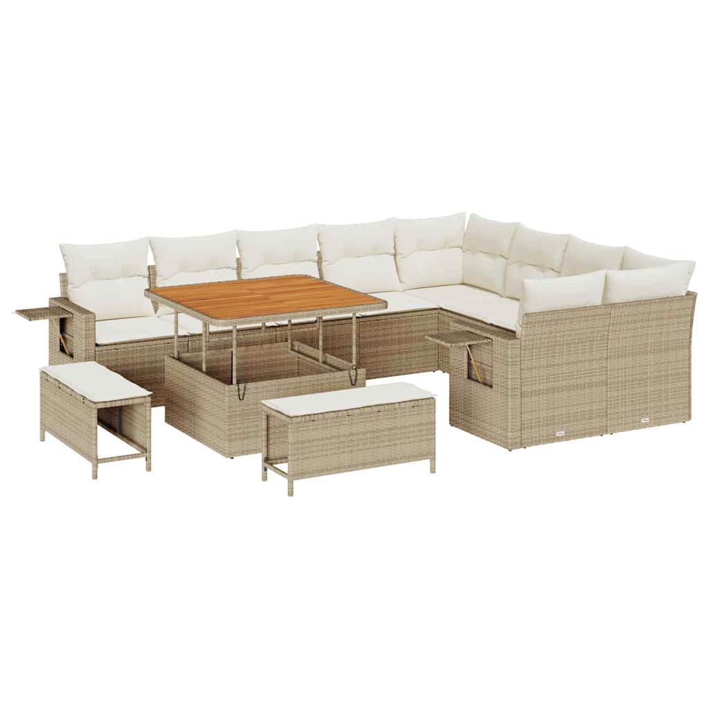 Gartensofa-set 12 Stk. 11-Sitzanzahl Beige und Creme