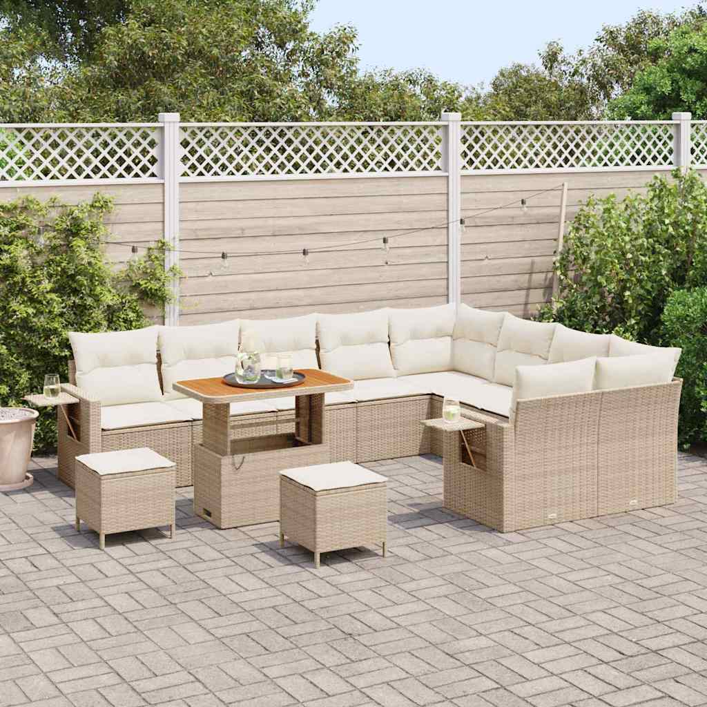 Gartensofa-set 12 Stk. 11-Sitzanzahl Beige und Creme