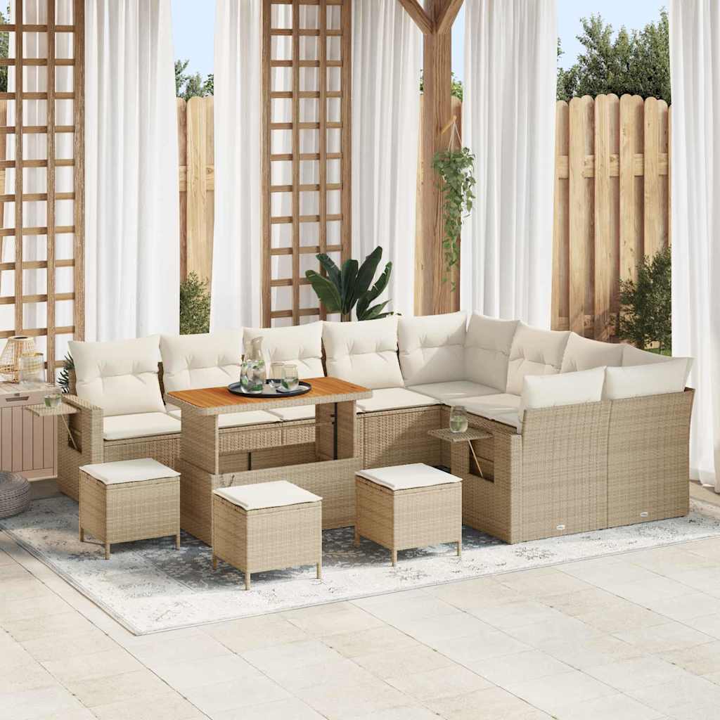 Gartensofa-set 13 Stk. 12-Sitzanzahl Beige und Creme