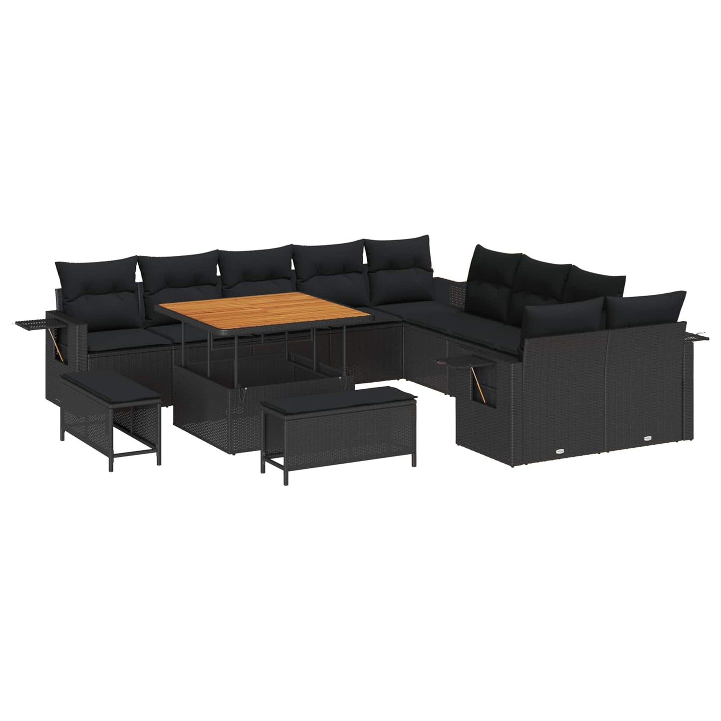 Gartensofa-set 13 stk. Schwarz Poly-Rattan