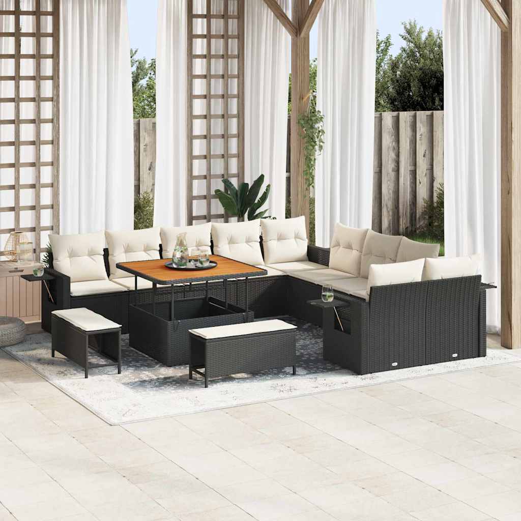 Gartensofa-set 13 stk. Schwarz Poly-Rattan