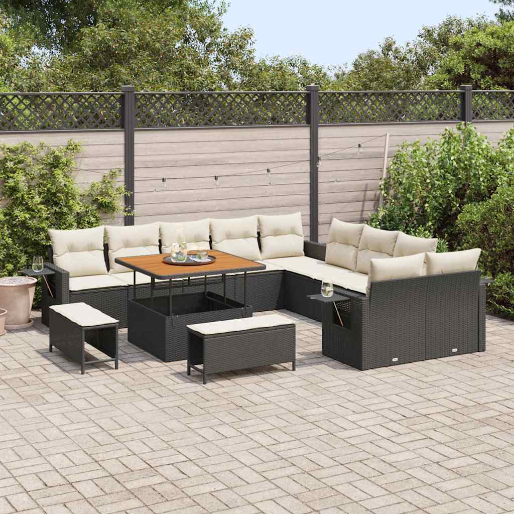 Gartensofa-set 13 stk. Schwarz Poly-Rattan