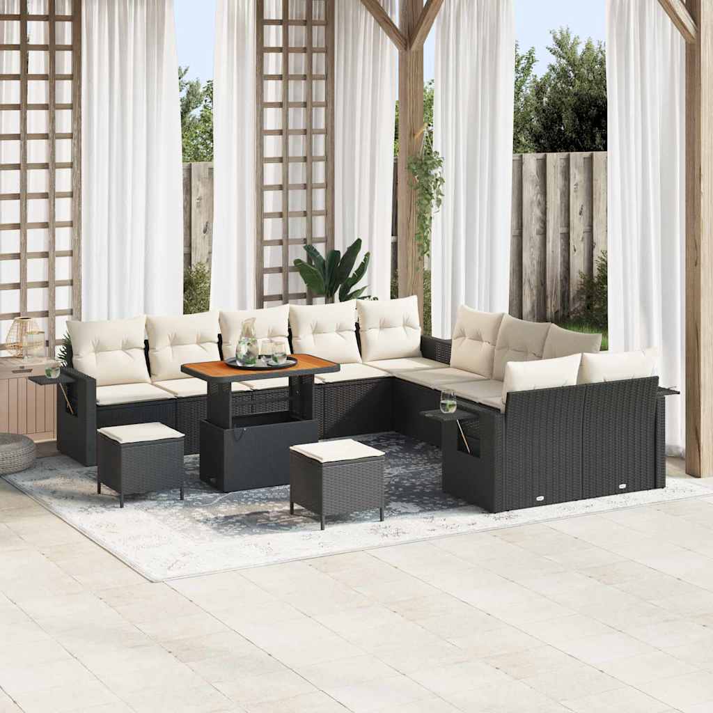 Gartensofa-set 13 stk. Schwarz Poly-Rattan
