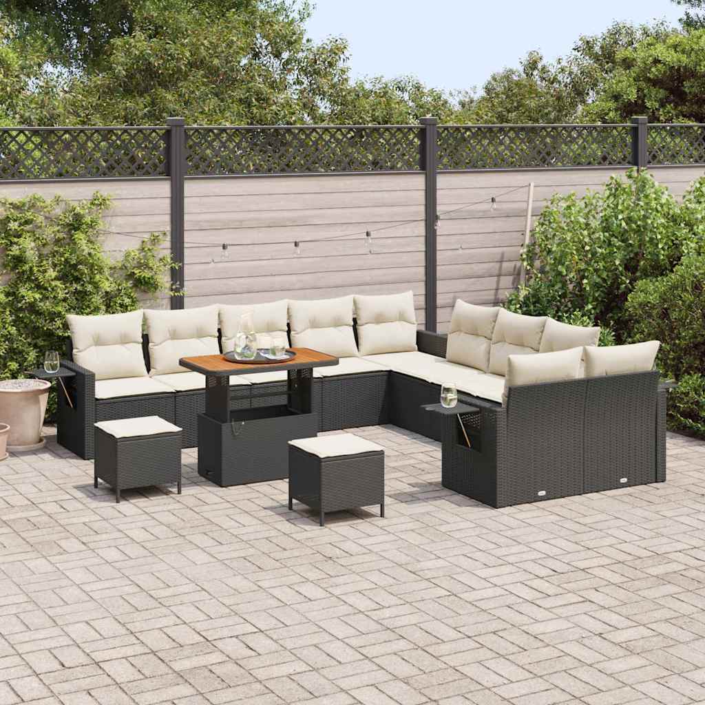 Gartensofa-set 13 stk. Schwarz Poly-Rattan