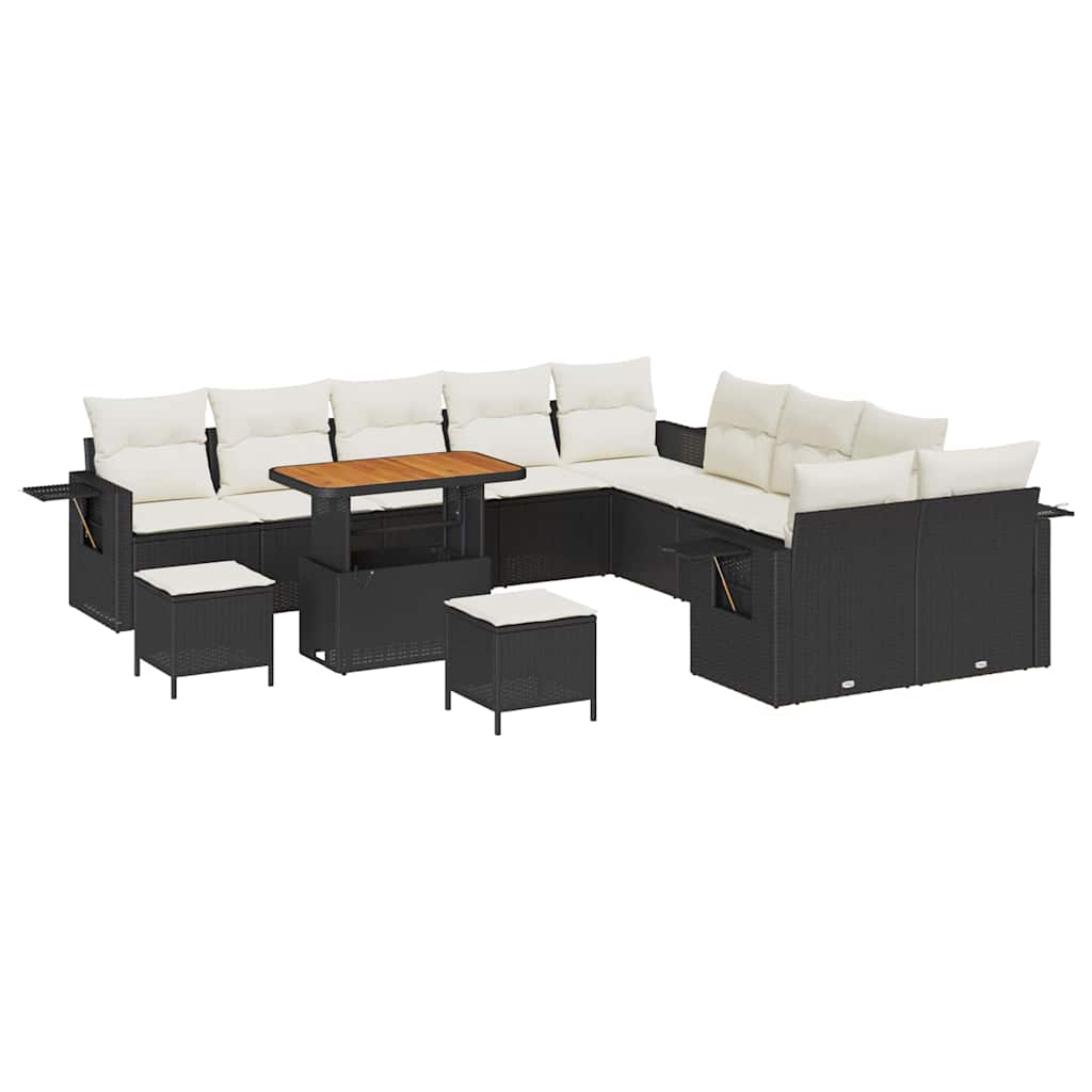 Gartensofa-set 13 stk. Schwarz Poly-Rattan