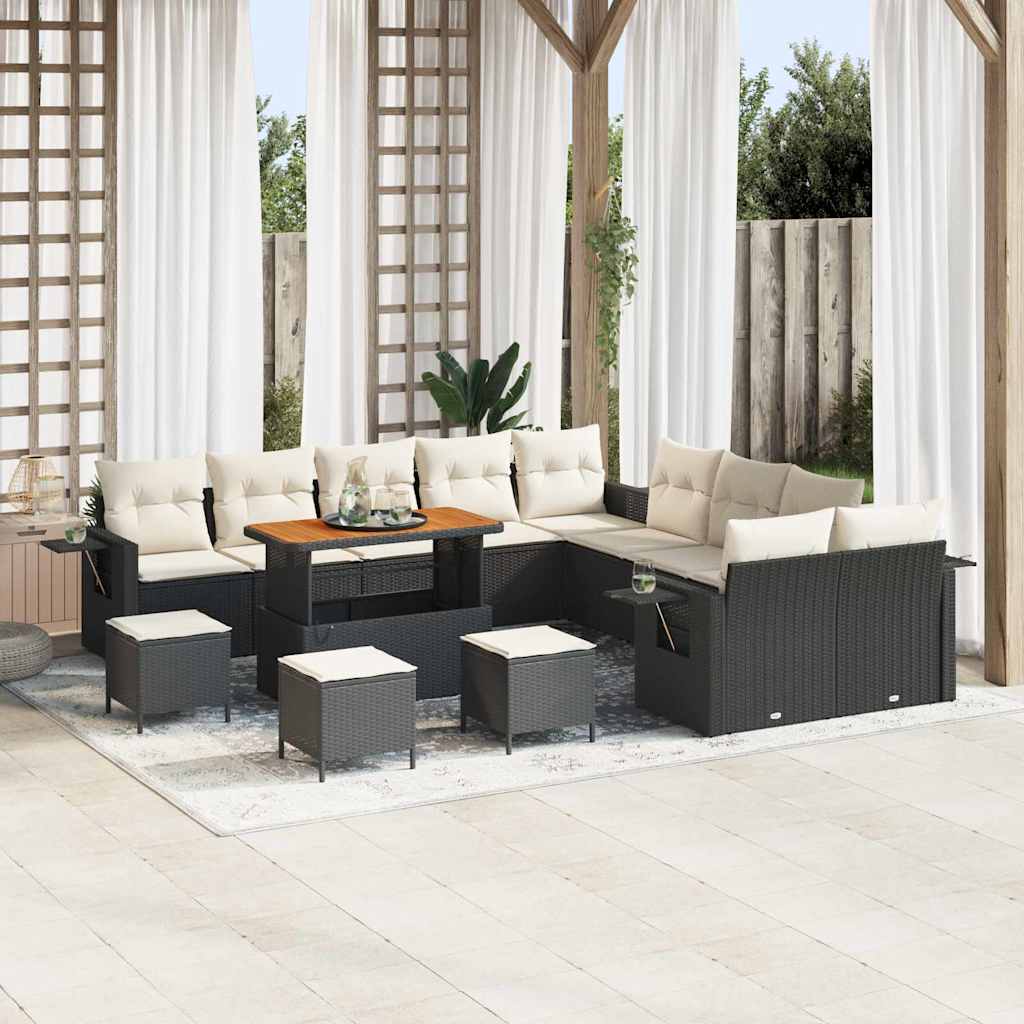 Gartensofa-set 14 stk. Schwarz Poly-Rattan