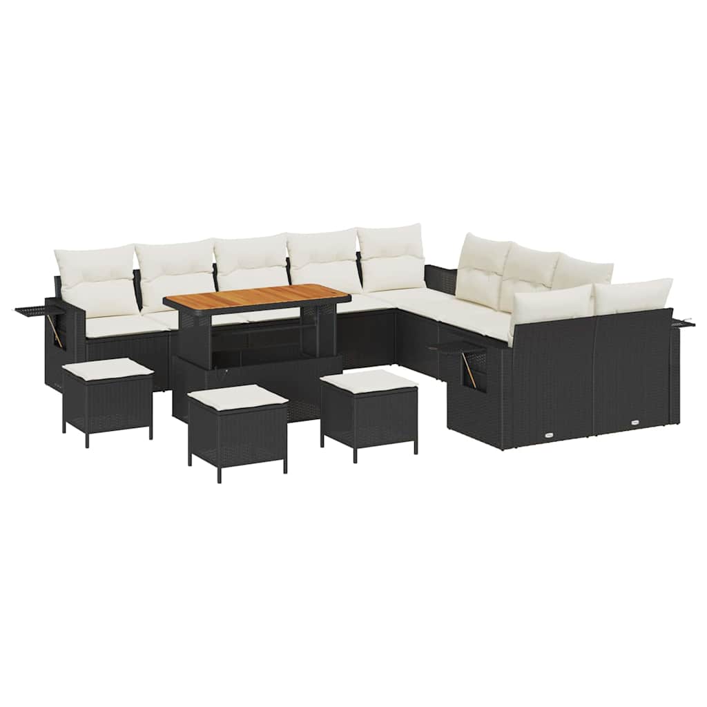 Gartensofa-set 14 stk. Schwarz Poly-Rattan