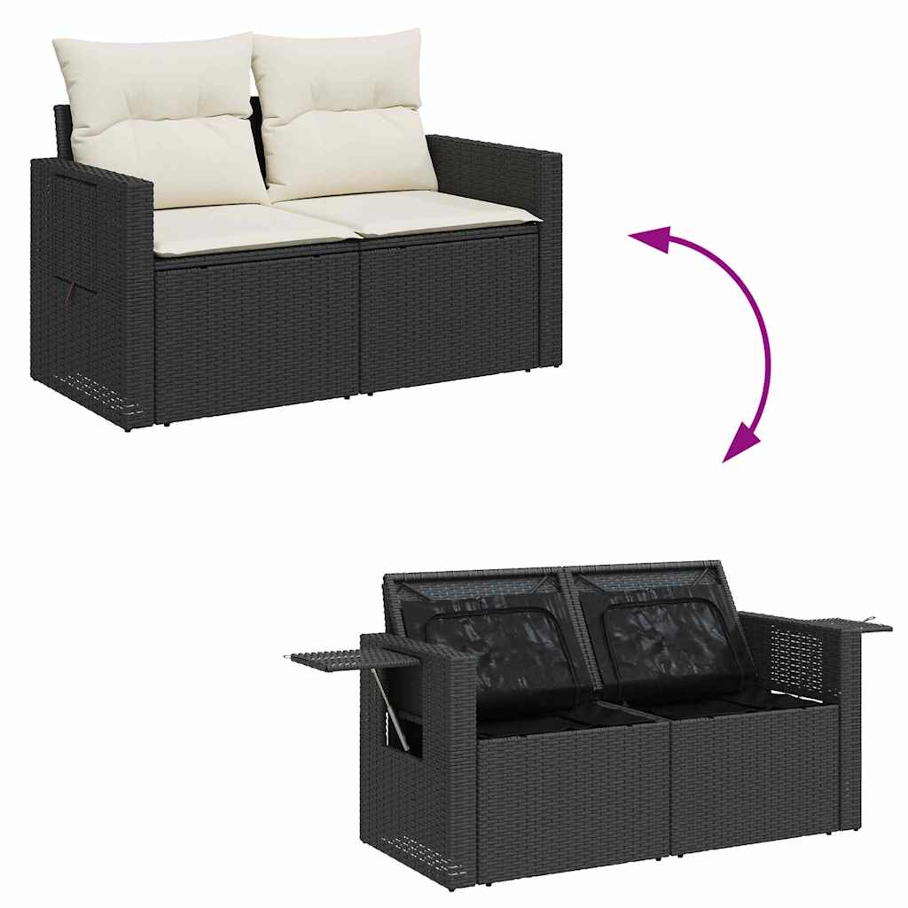 Gartensofa-set 14 stk. Schwarz Poly-Rattan