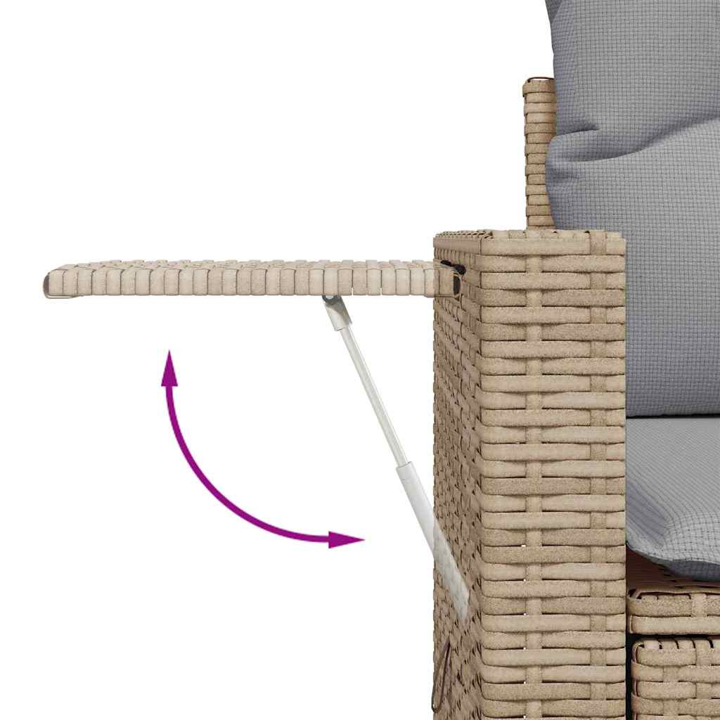 Gartensofa-set mit Kissen mit Speicher 14 pcs Beige Poly-Rattan