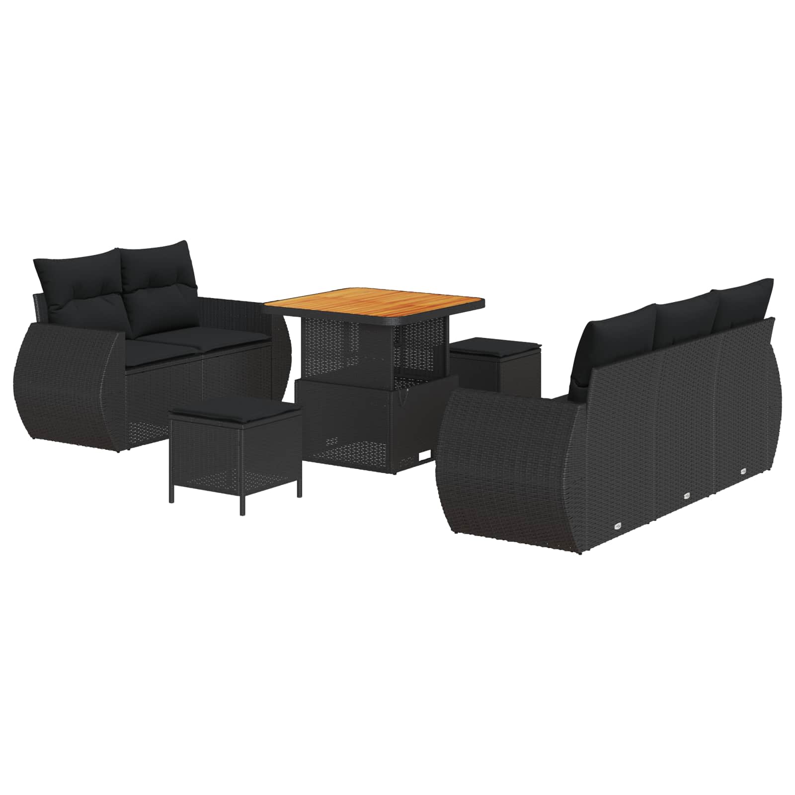 Gartensofa-set 8 stk. 5-Sitzanzahl Schwarz Poly-Rattan