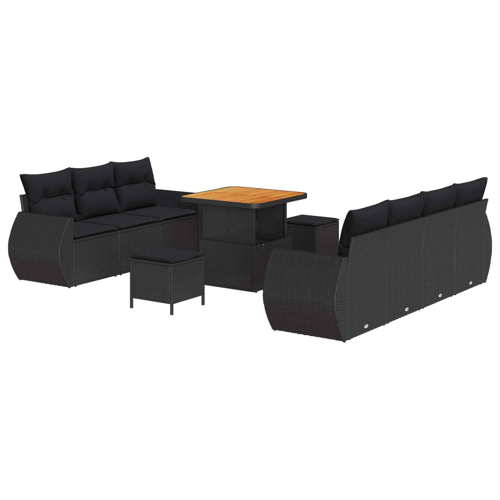 Gartensofa-set mit Kissen mit Kissen 10 pcs Schwarz Poly-Rattan