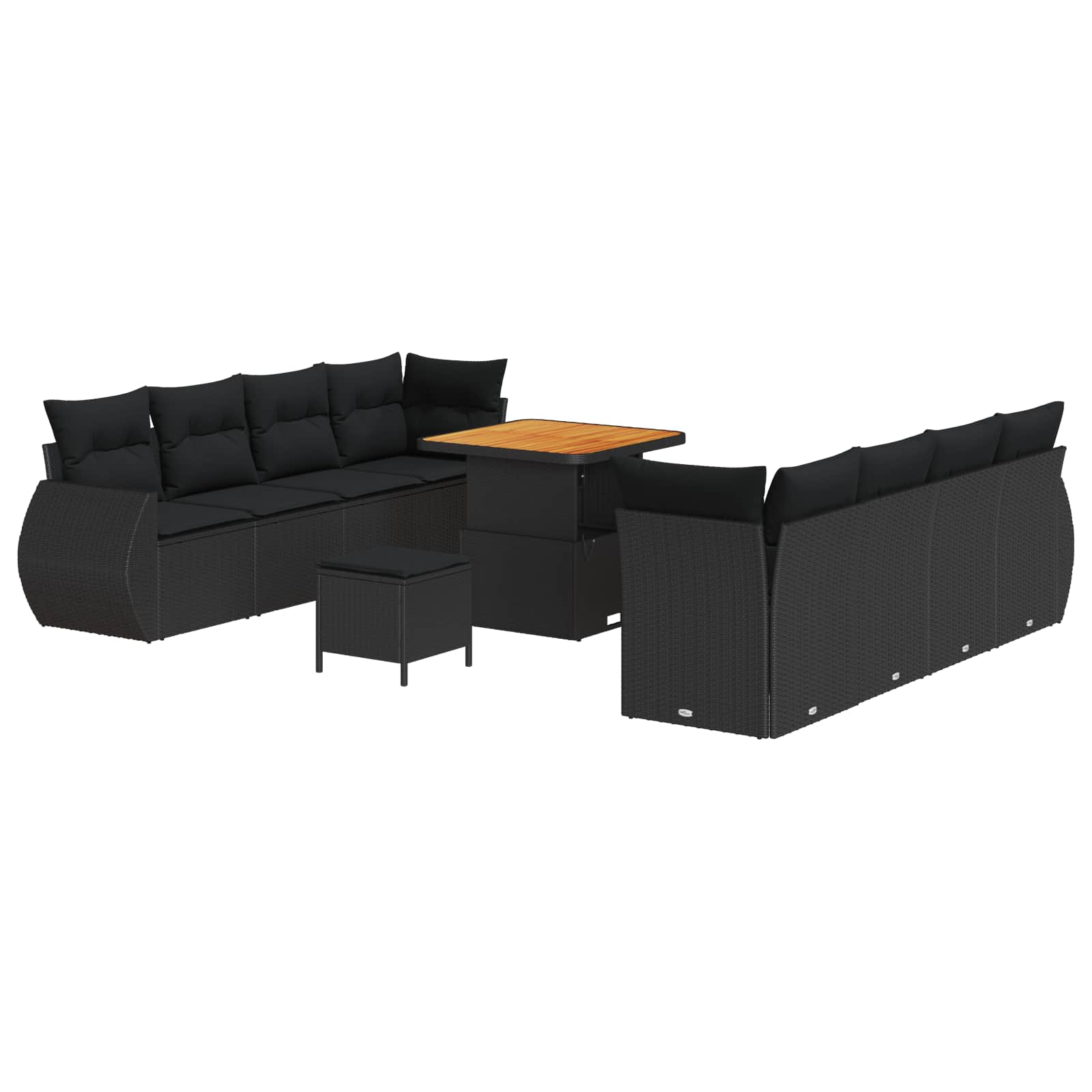 Gartensofa-set 11 stk. Schwarz Poly-Rattan