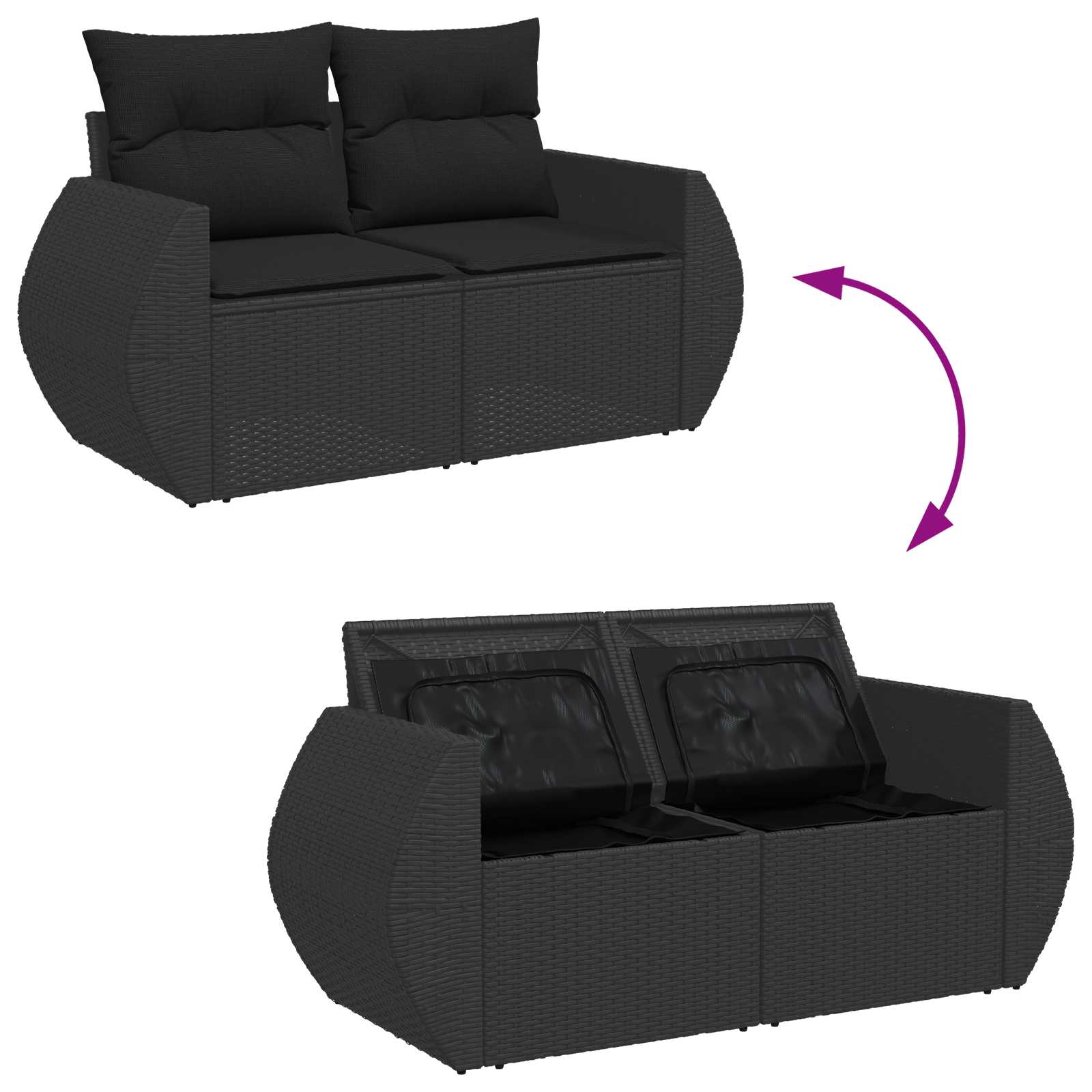 Gartensofa-set 11 stk. Schwarz Poly-Rattan