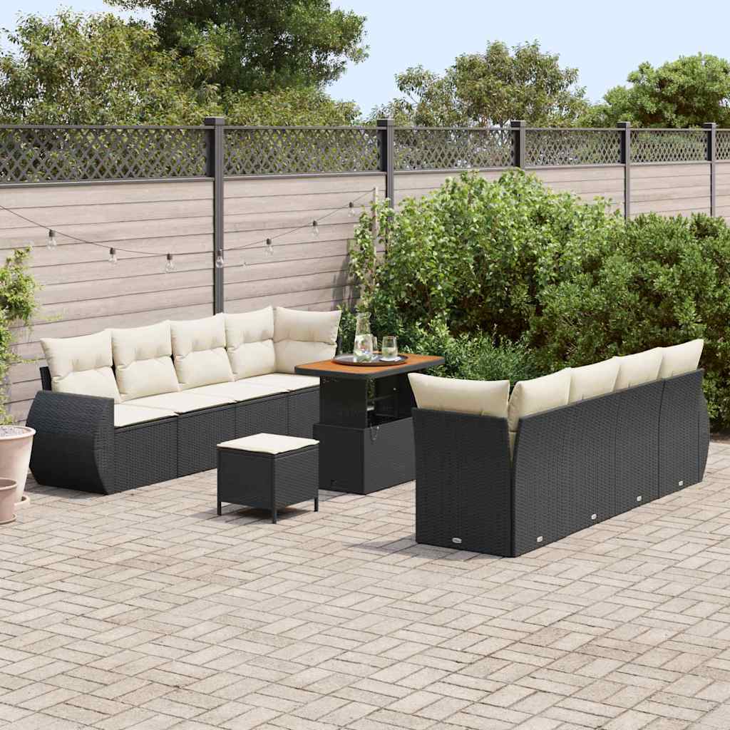 Gartensofa-set 11 stk. Schwarz Poly-Rattan