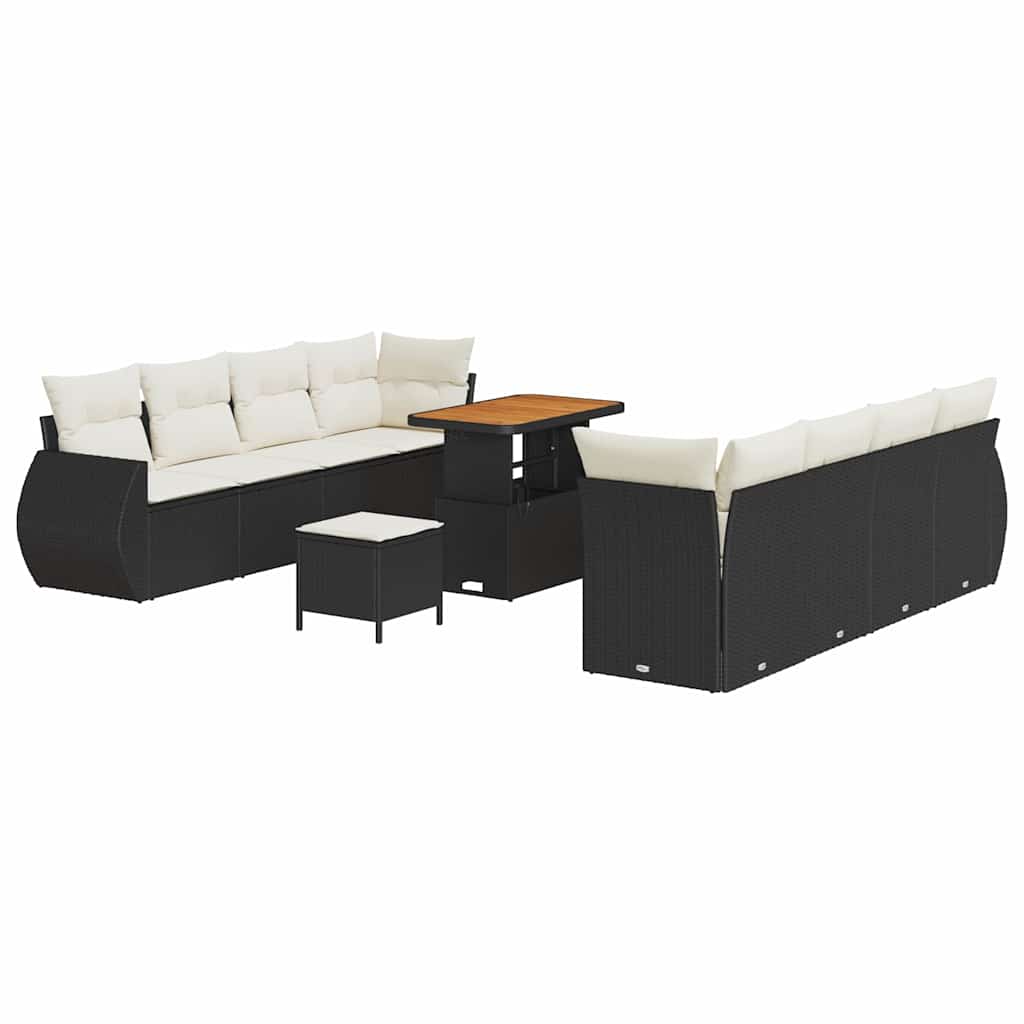 Gartensofa-set 11 stk. Schwarz Poly-Rattan