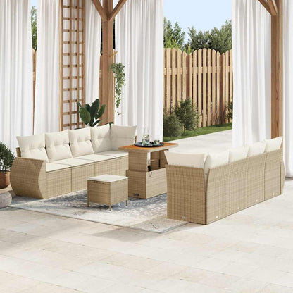 Gartensofa-set 11 stk. Beige Poly-Rattan