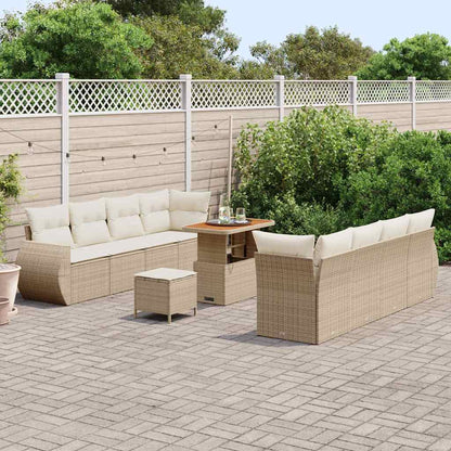 Gartensofa-set 11 stk. Beige Poly-Rattan