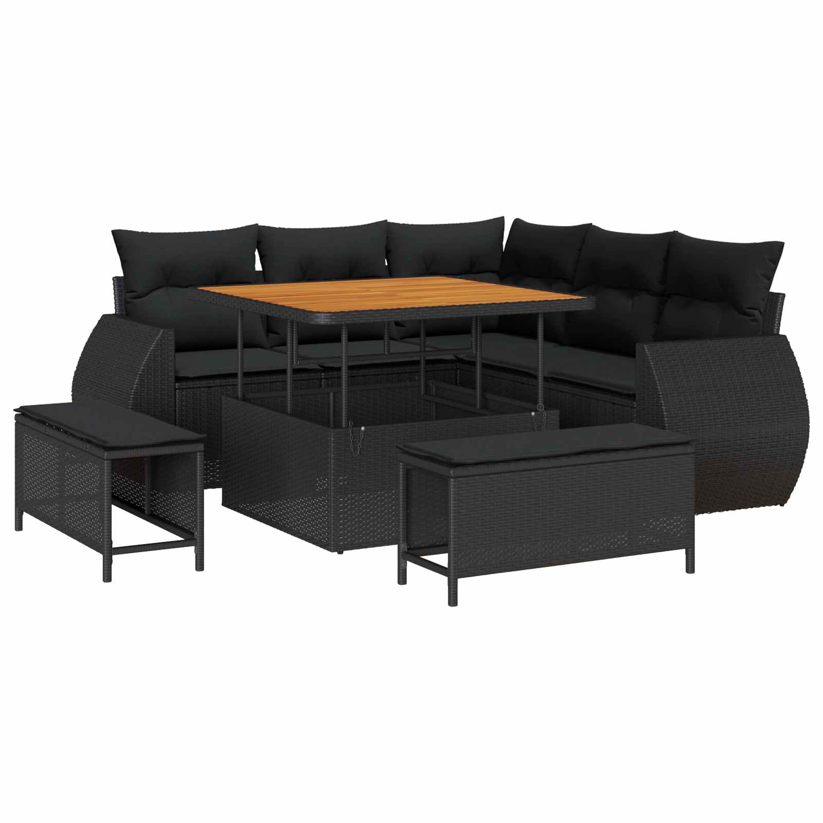 Gartensofa-set 8 stk. 7-Sitzanzahl Schwarz Poly-Rattan