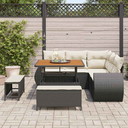 Gartensofa-set 8 stk. 7-Sitzer Schwarz und Creme Poly-Rattan