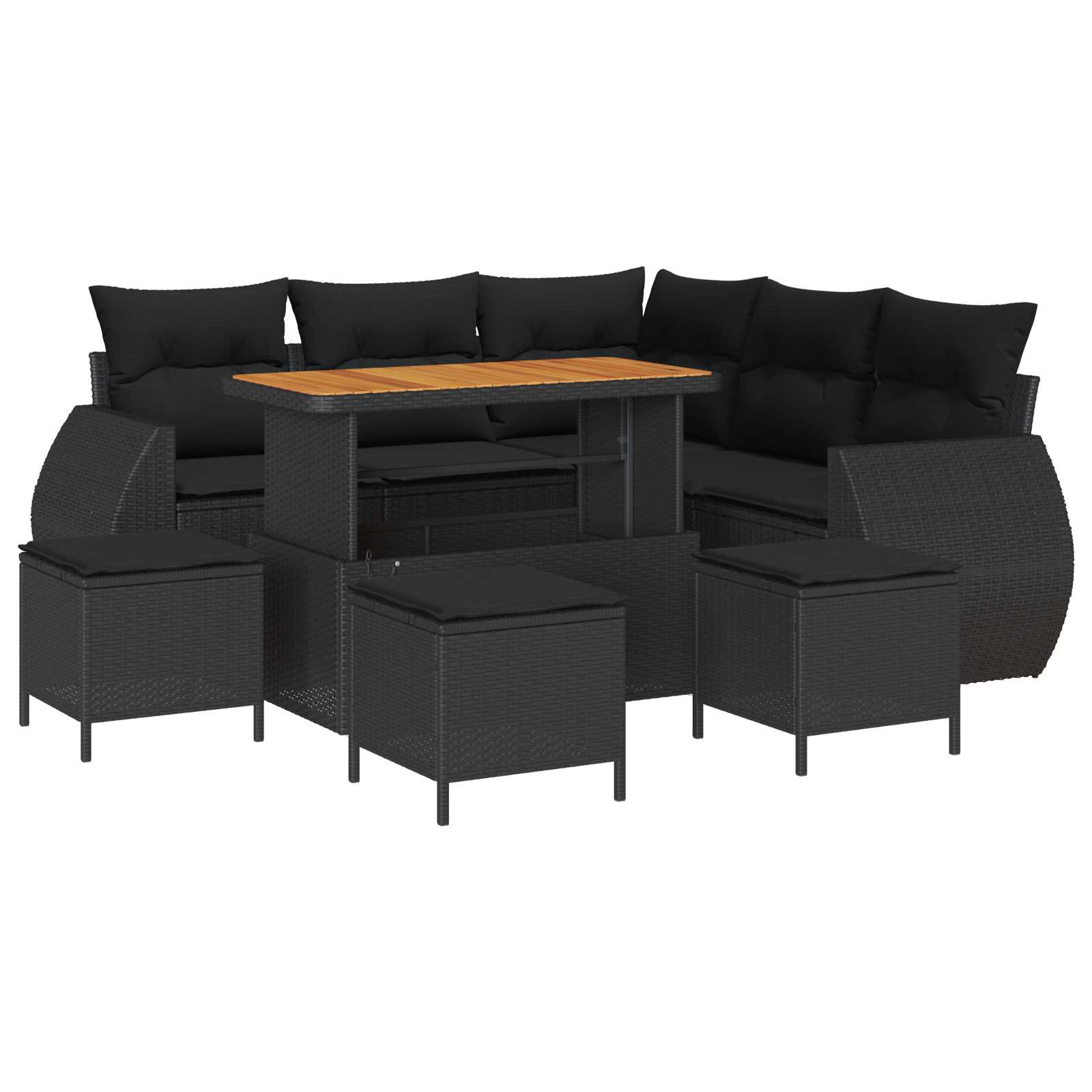 Gartensofa-set 9 pcs 8-Sitzanzahl Schwarz Poly-Rattan