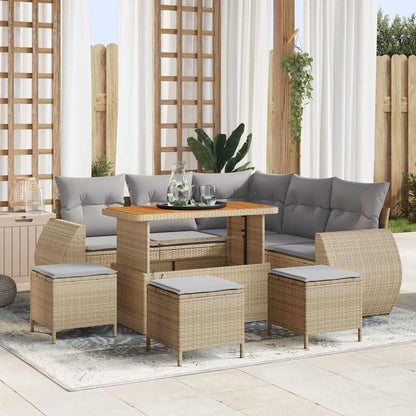 Gartensofa-set 9 stk. 8-Sitzanzahl Beige und Hellgrau