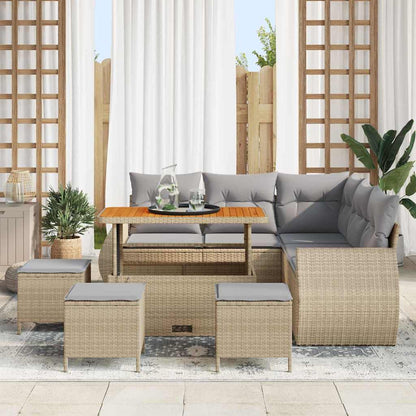 Gartensofa-set 9 stk. 8-Sitzanzahl Beige und Hellgrau
