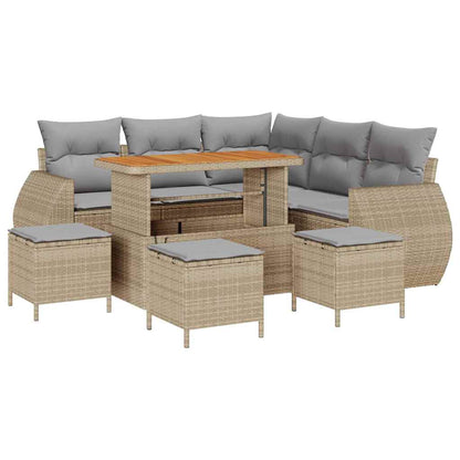 Gartensofa-set 9 stk. 8-Sitzanzahl Beige und Hellgrau