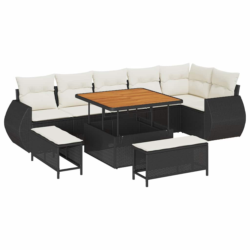 Gartensofa-set 9 stk. 9-Sitzanzahl Schwarz und Creme