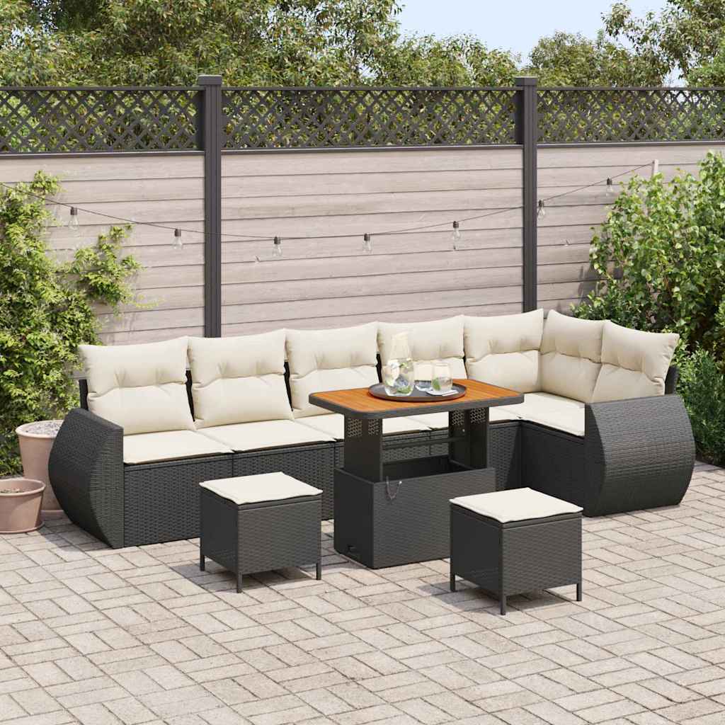 Gartensofa-set 9 stk. 9-Sitzanzahl Schwarz und Creme