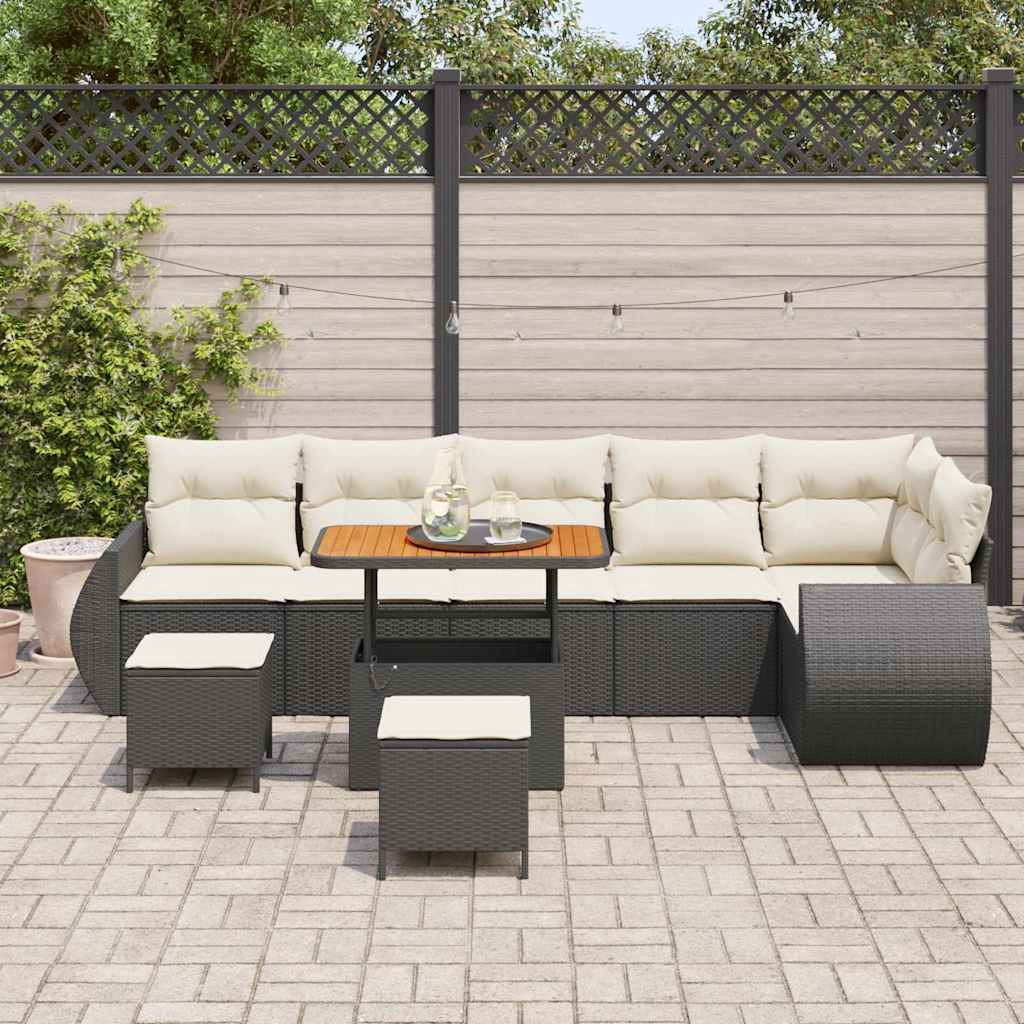 Gartensofa-set 9 stk. 9-Sitzanzahl Schwarz und Creme