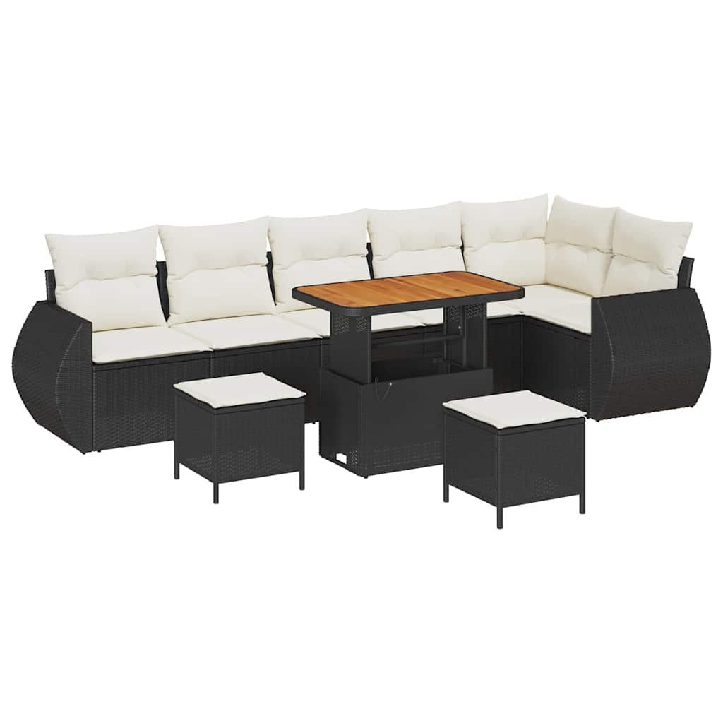 Gartensofa-set 9 stk. 9-Sitzanzahl Schwarz und Creme