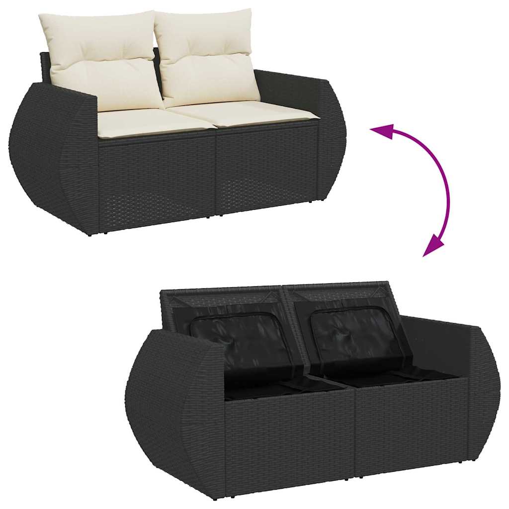 Gartensofa-set 9 stk. 9-Sitzanzahl Schwarz und Creme