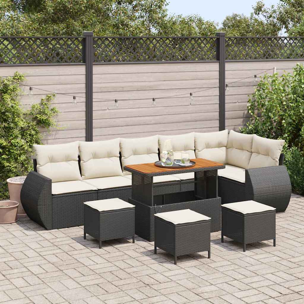 Gartensofa-set 10 stk. 10-Sitzanzahl Schwarz und Creme