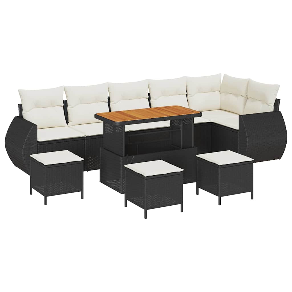 Gartensofa-set 10 stk. 10-Sitzanzahl Schwarz und Creme