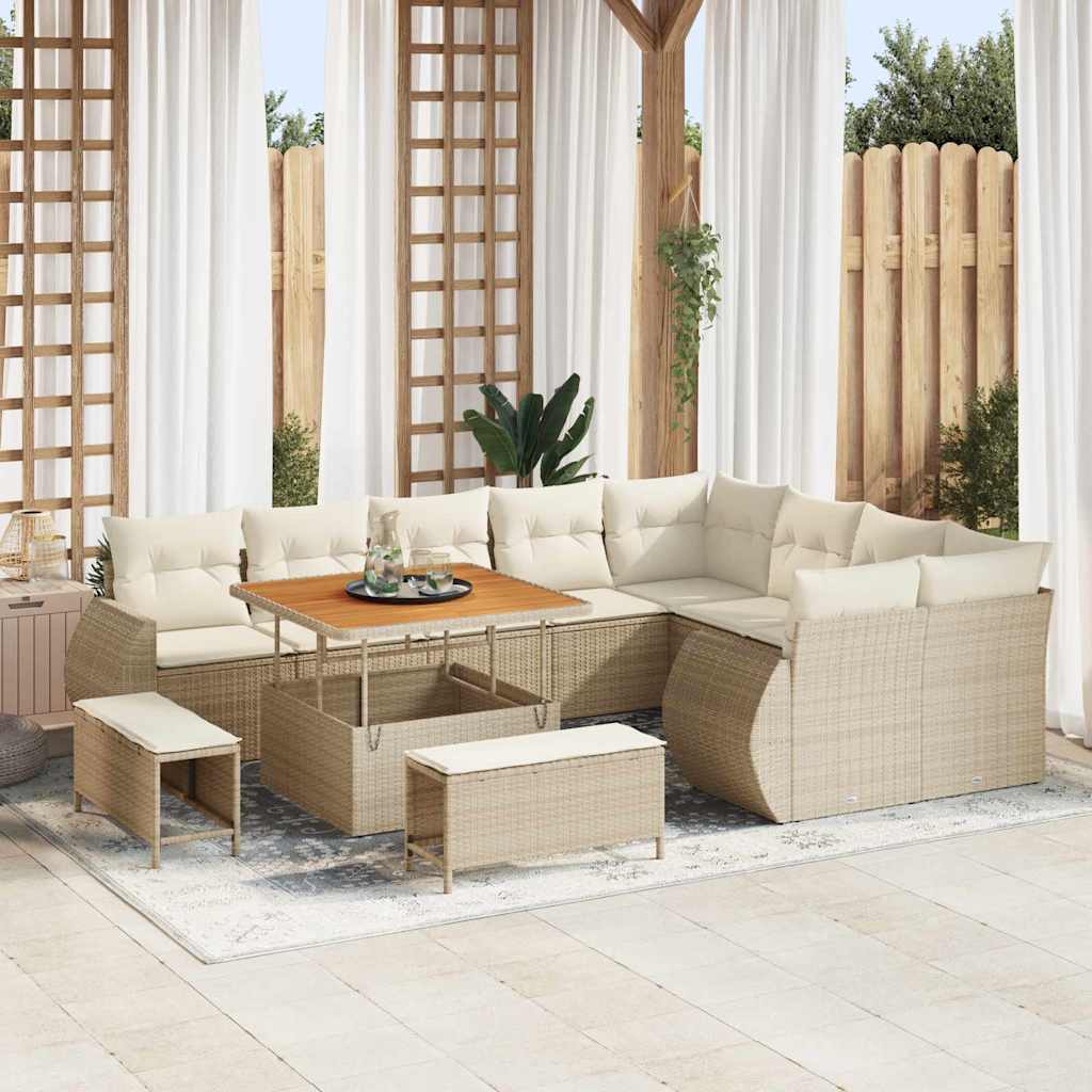 Gartensofa-set 12 stk. 12-Sitzanzahl Beige und Creme