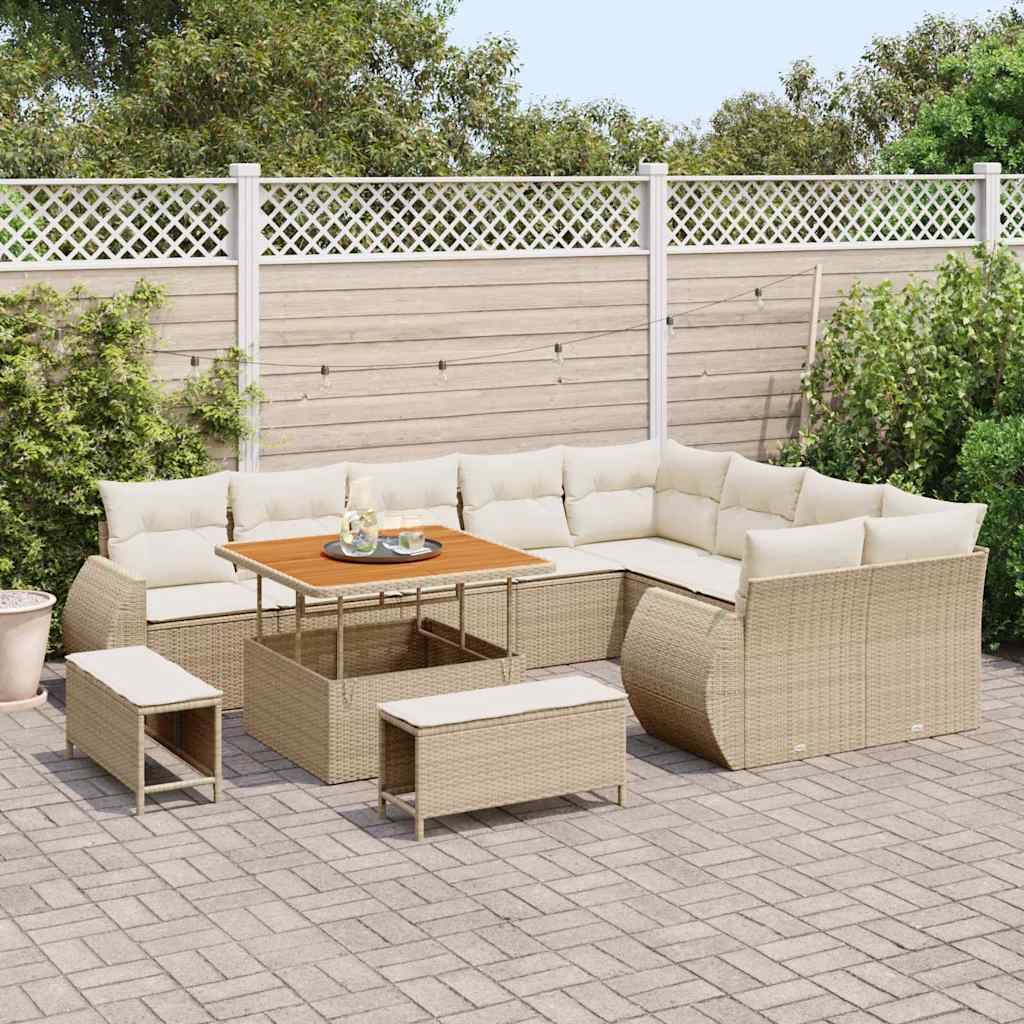 Gartensofa-set 12 stk. 12-Sitzanzahl Beige und Creme