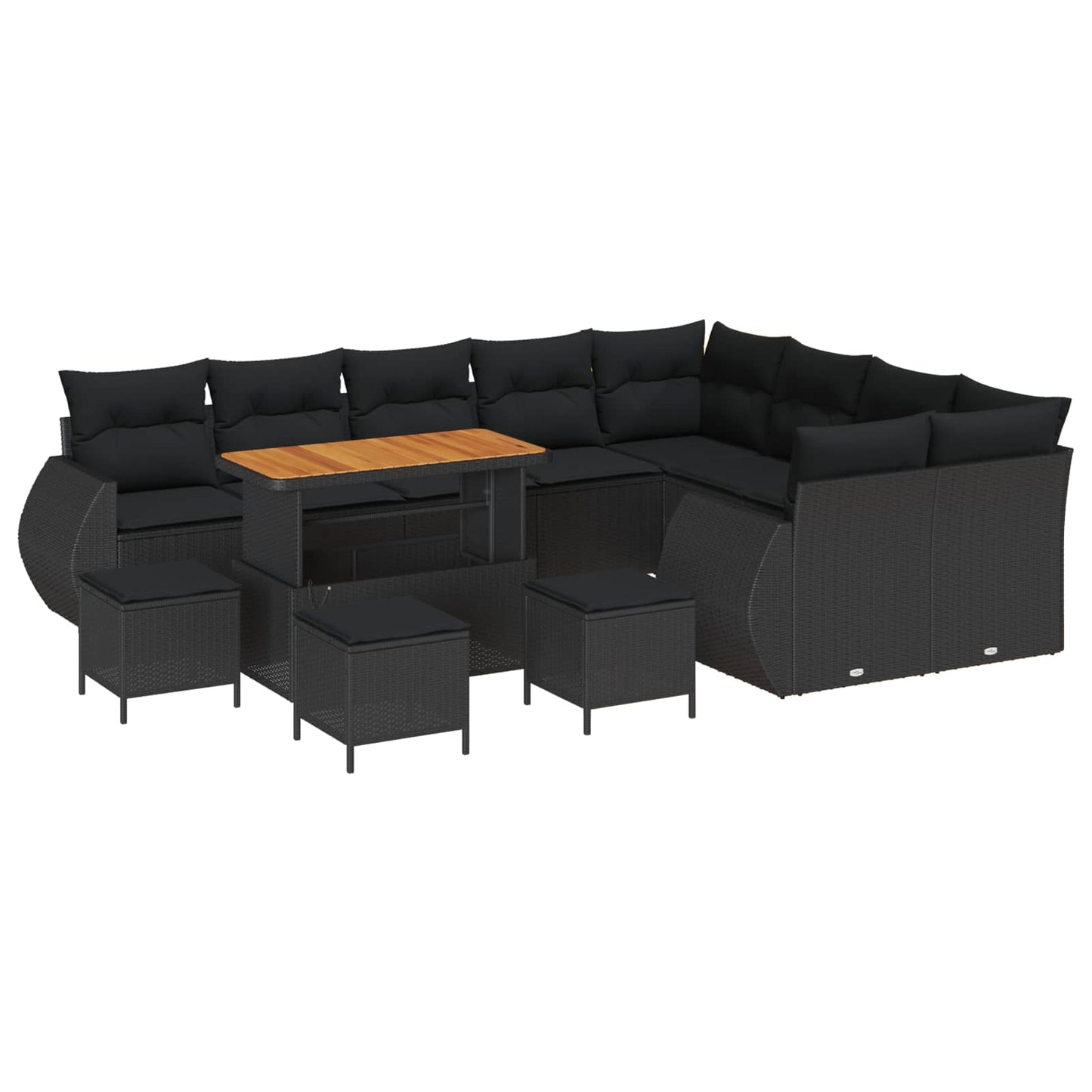 Gartensofa-set 13 stk. 12-Sitzanzahl Schwarz Poly Rattan